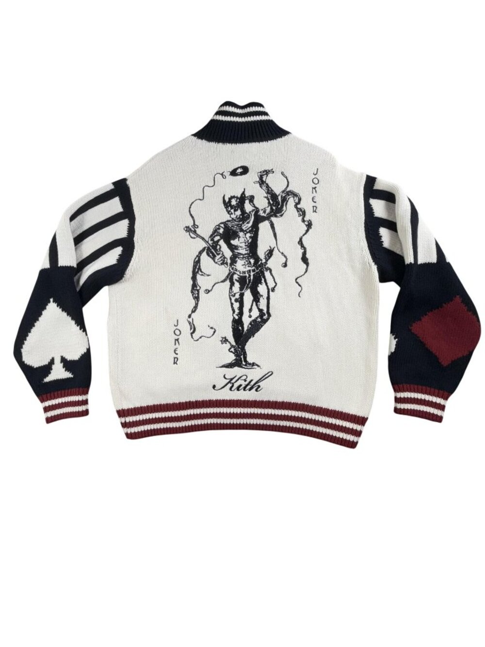 Kith Sweater Mens Small Cream Batman Joker Mock Neck Full Zip Cardigan Knit